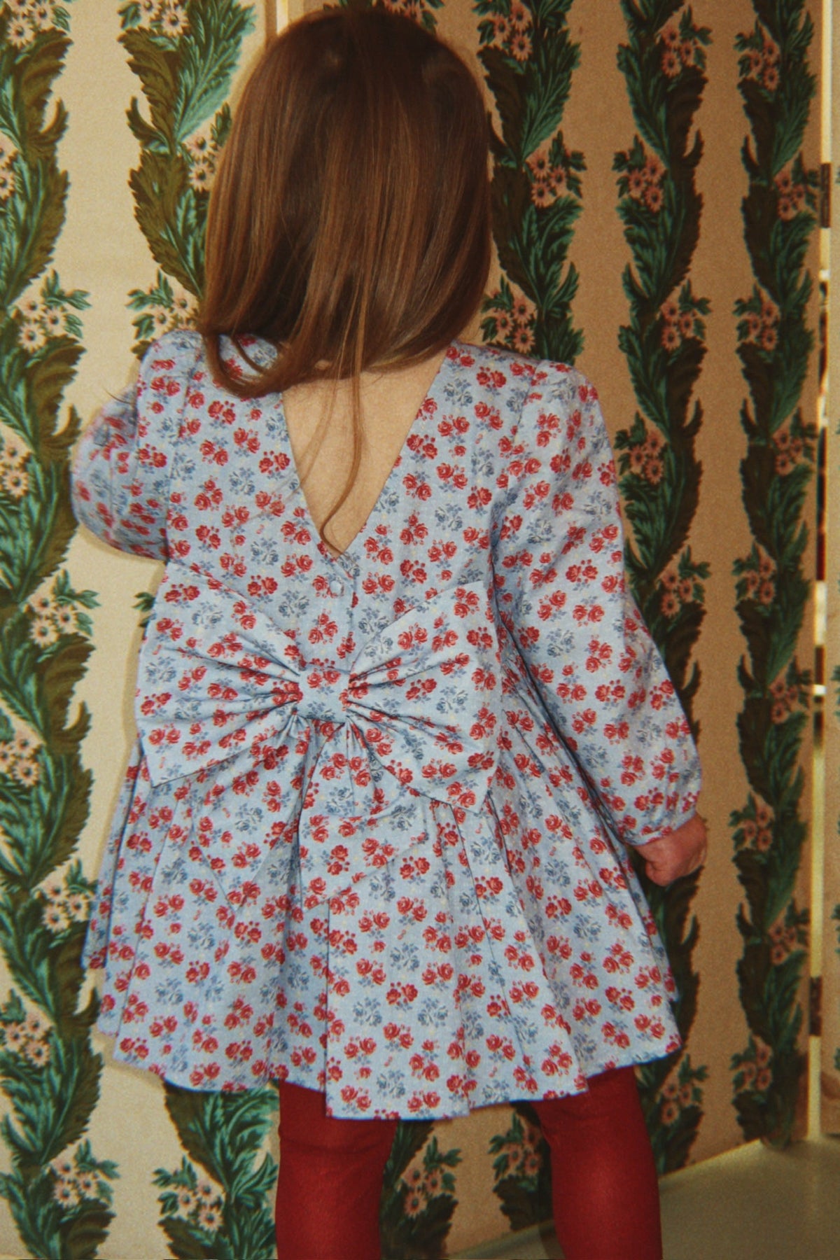 Konges Sløjd Avi LS Bow Dress in Lumina Blu, worn