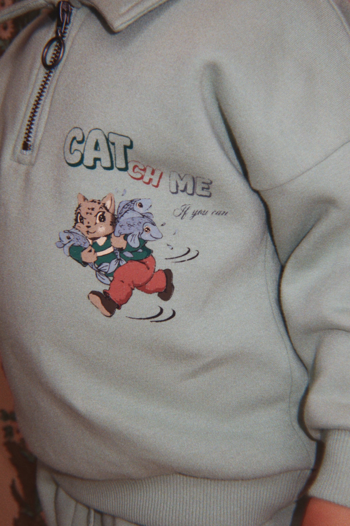 Konges Sløjd Lou Half Zip Polo GOTS in Granite Green, image 3 of 3