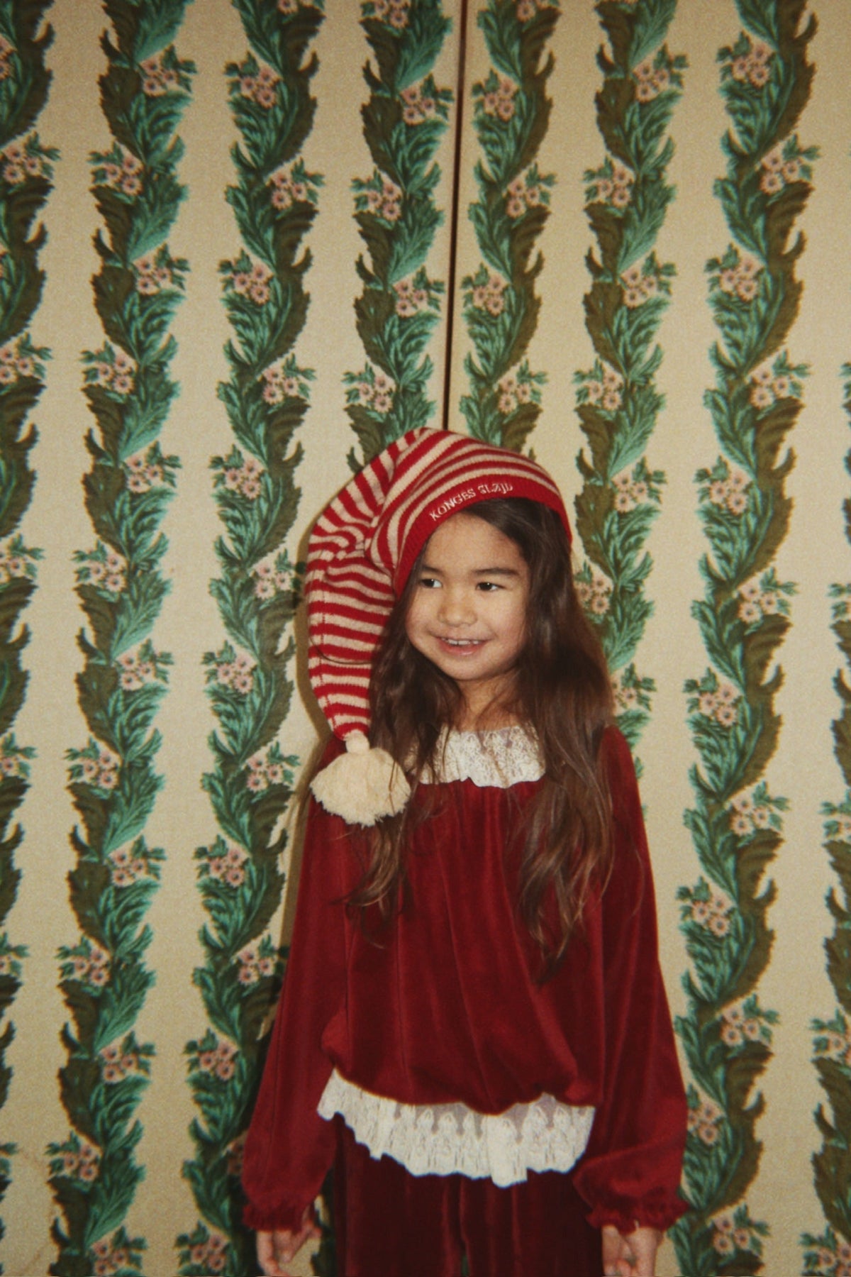 Konges Sløjd Christmas Knit Hat in Christmas Stripe, lifestyle image 3