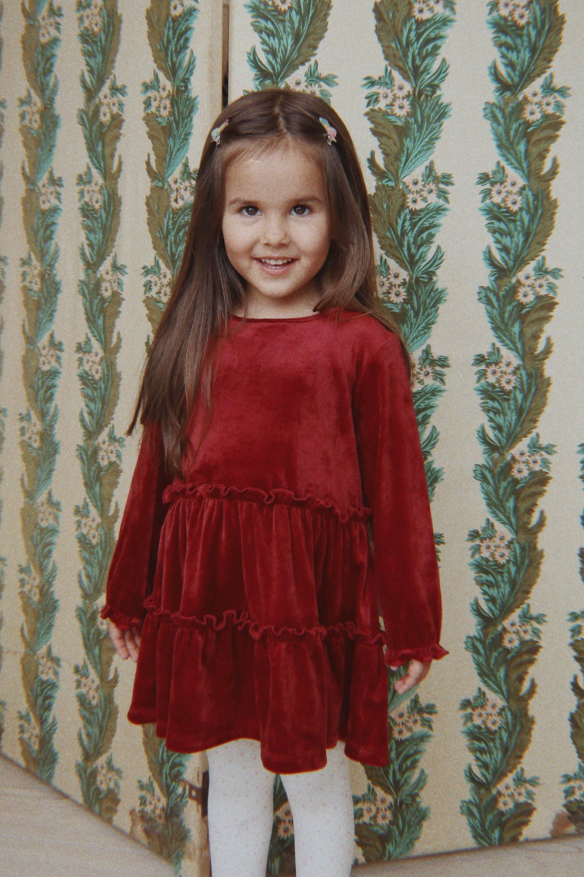 Girl wearing Konges Sløjd Jingle Dress in Red Dahlia