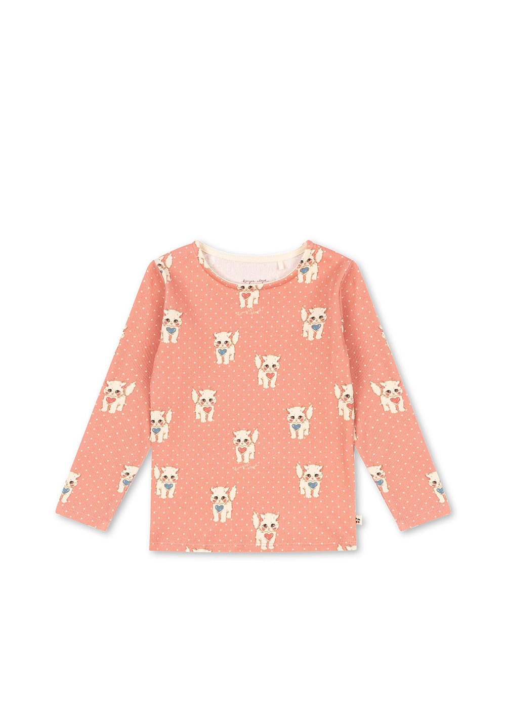 Konges Sløjd Ella LS Tee GOTS Ciao Miao Rose — front flat lay of organic cotton long sleeve tee