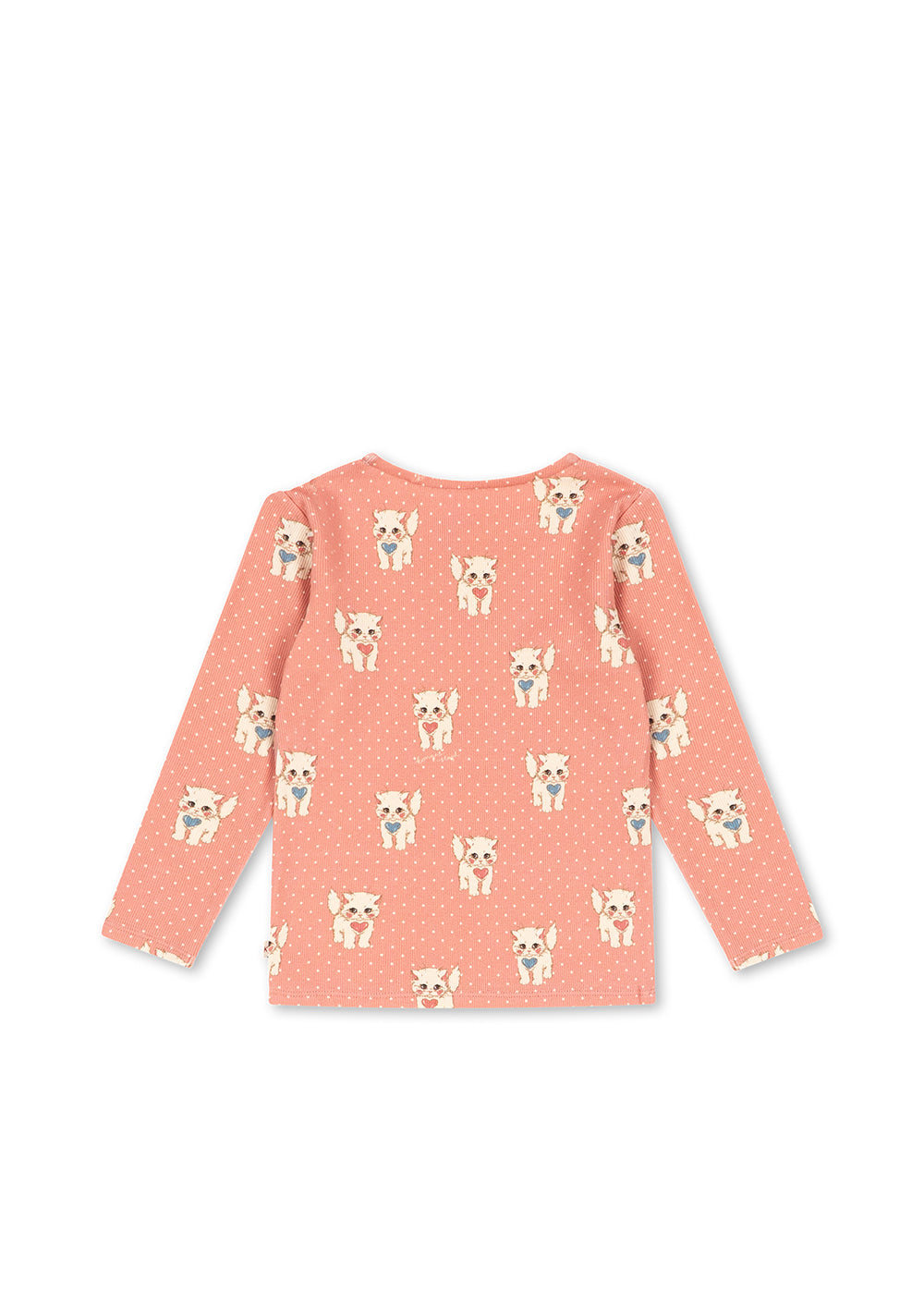 Konges Sløjd Ella LS Tee GOTS Ciao Miao Rose — close-up of rib-knit fabric and neckline