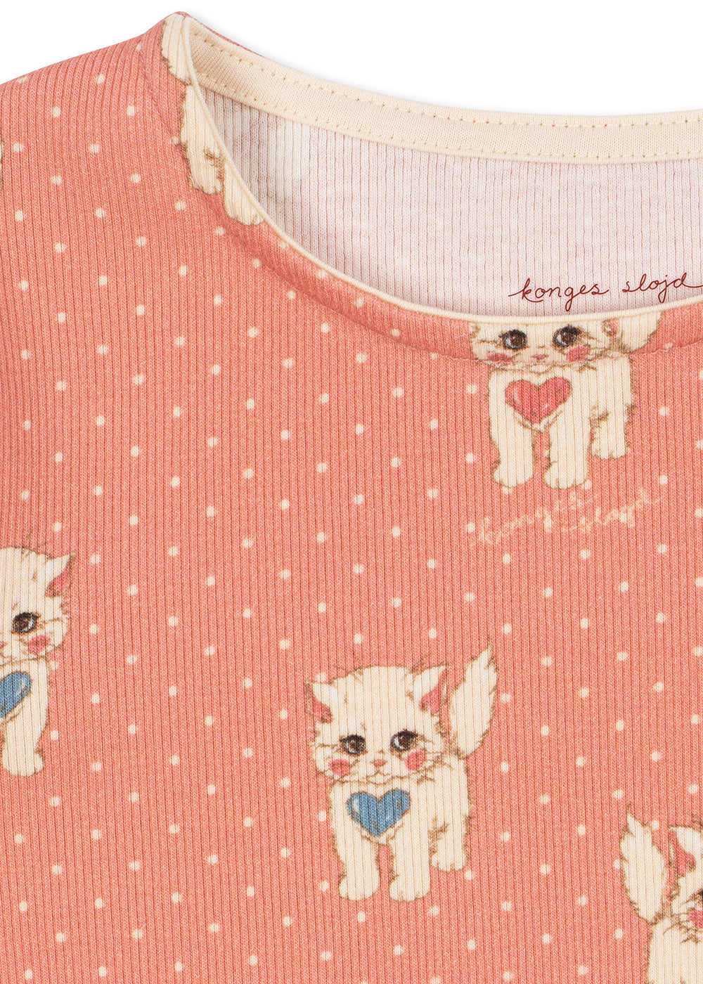 Konges Sløjd Ella LS Tee GOTS Ciao Miao Rose — back view showing seam and hem detail
