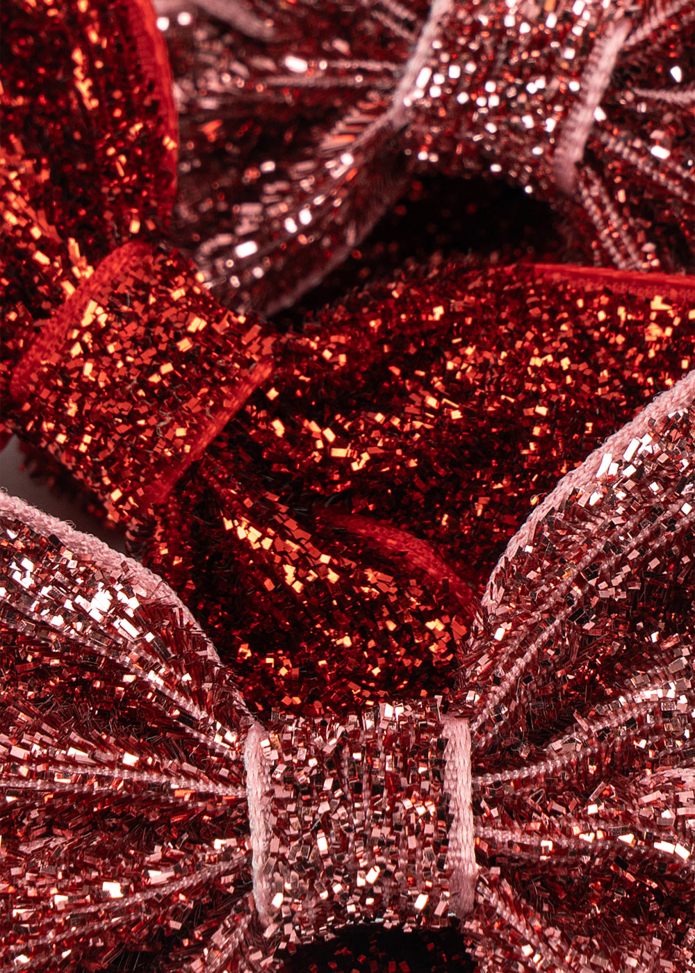 Konges Sløjd 4 Pack Micki Bow Hair Clips in Red Glitter/Rose Glitter, clip detail