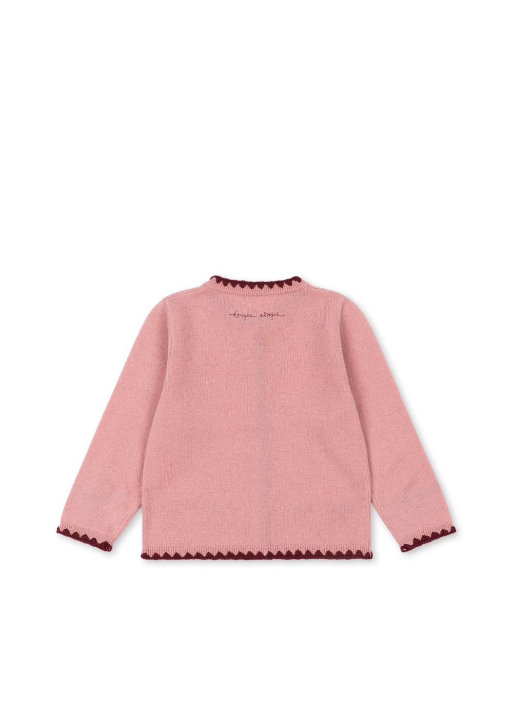 Back view of the pale blush Collette cardigan
