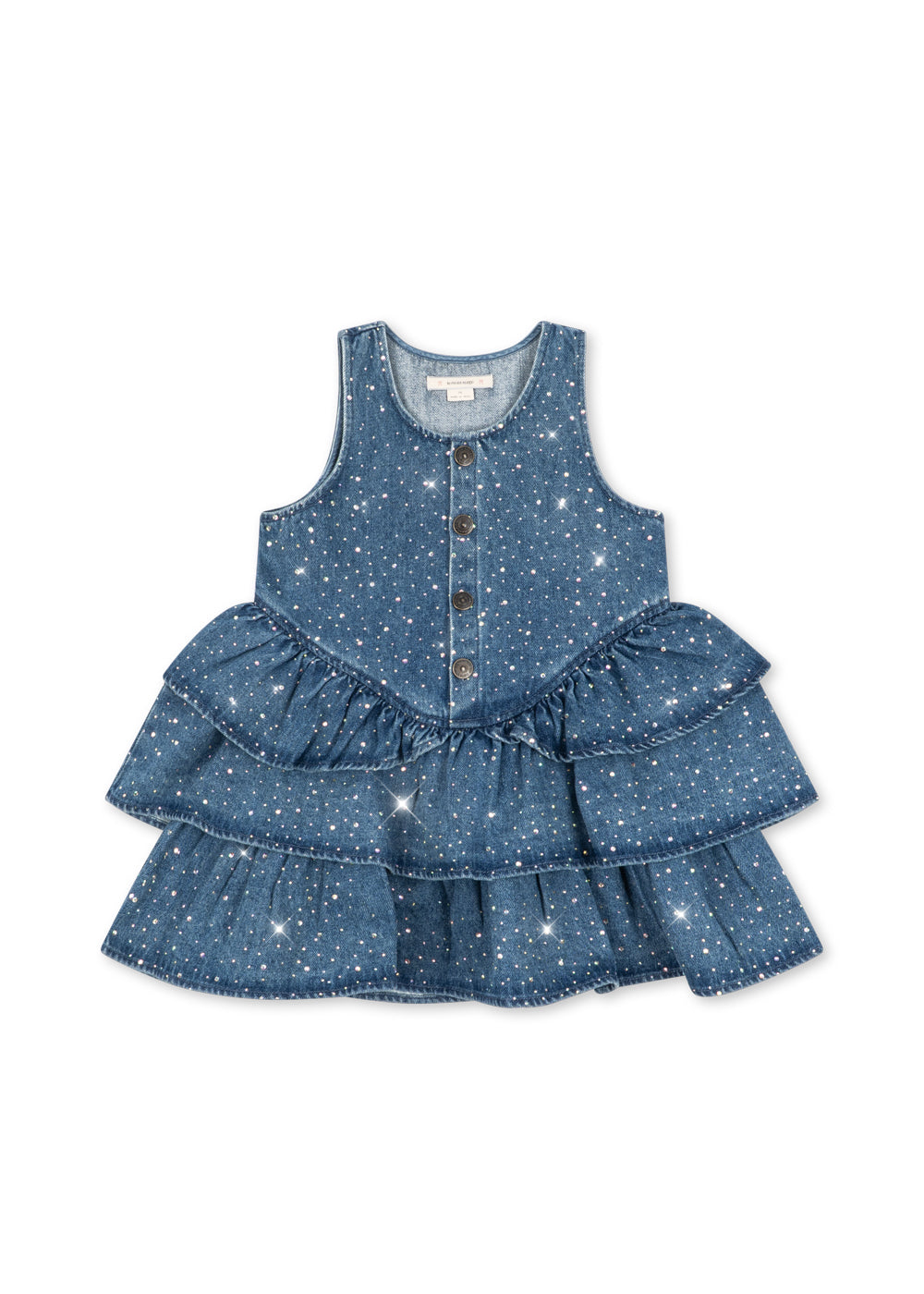 Konges Sløjd Elba Sparkle Dress GOTS in Denim Sparkle, front view