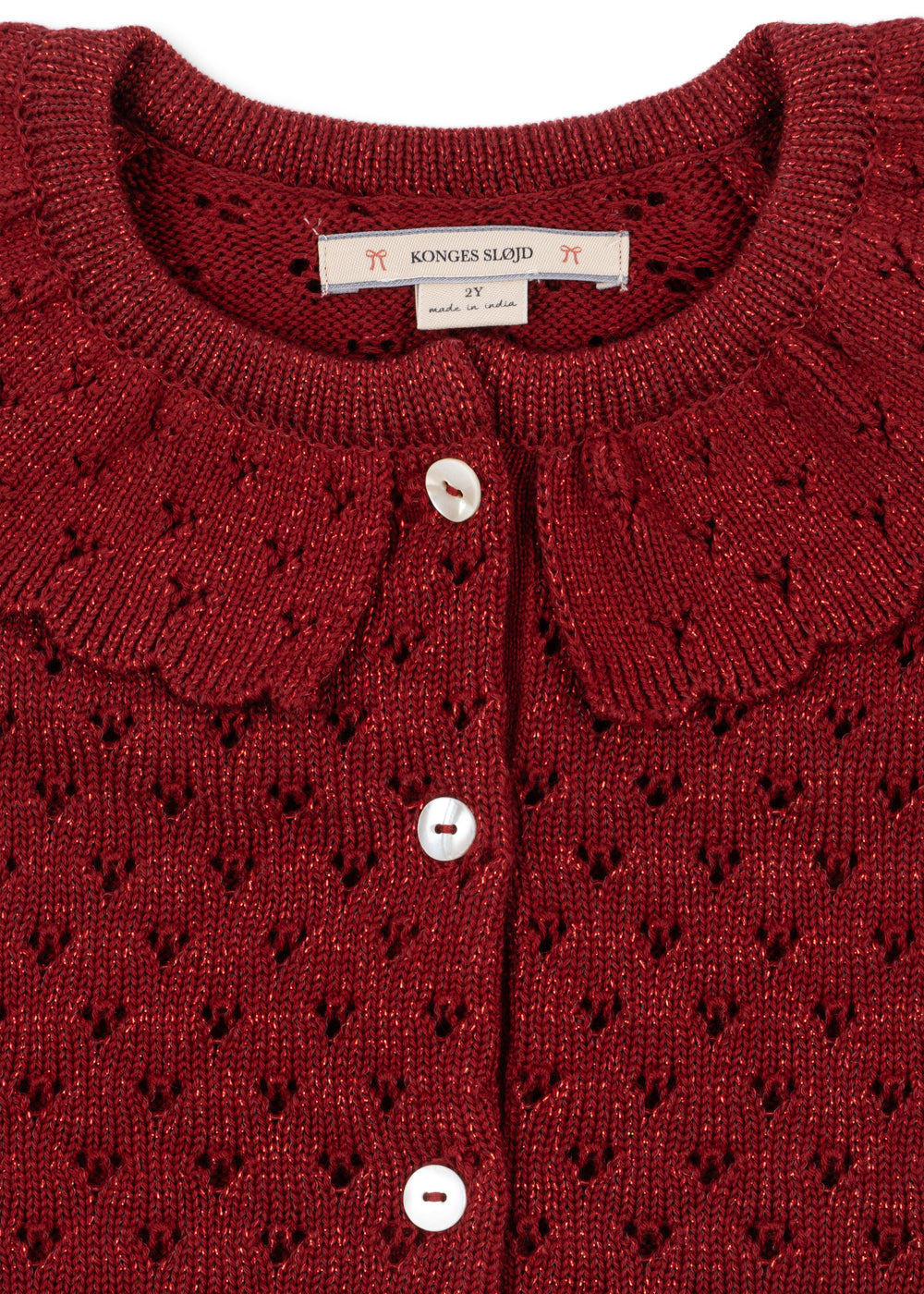 Konges Sløjd Holiday Cardigan in Red Dahlia, product view 3