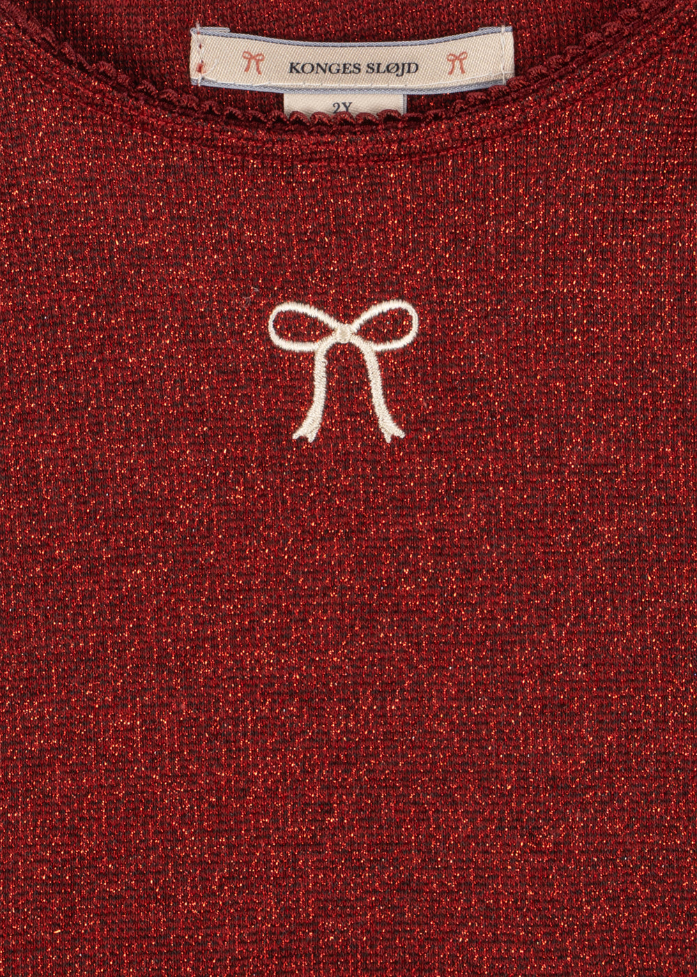 Konges Sløjd Roli Dress in Red Dahlia, glitter knit detail