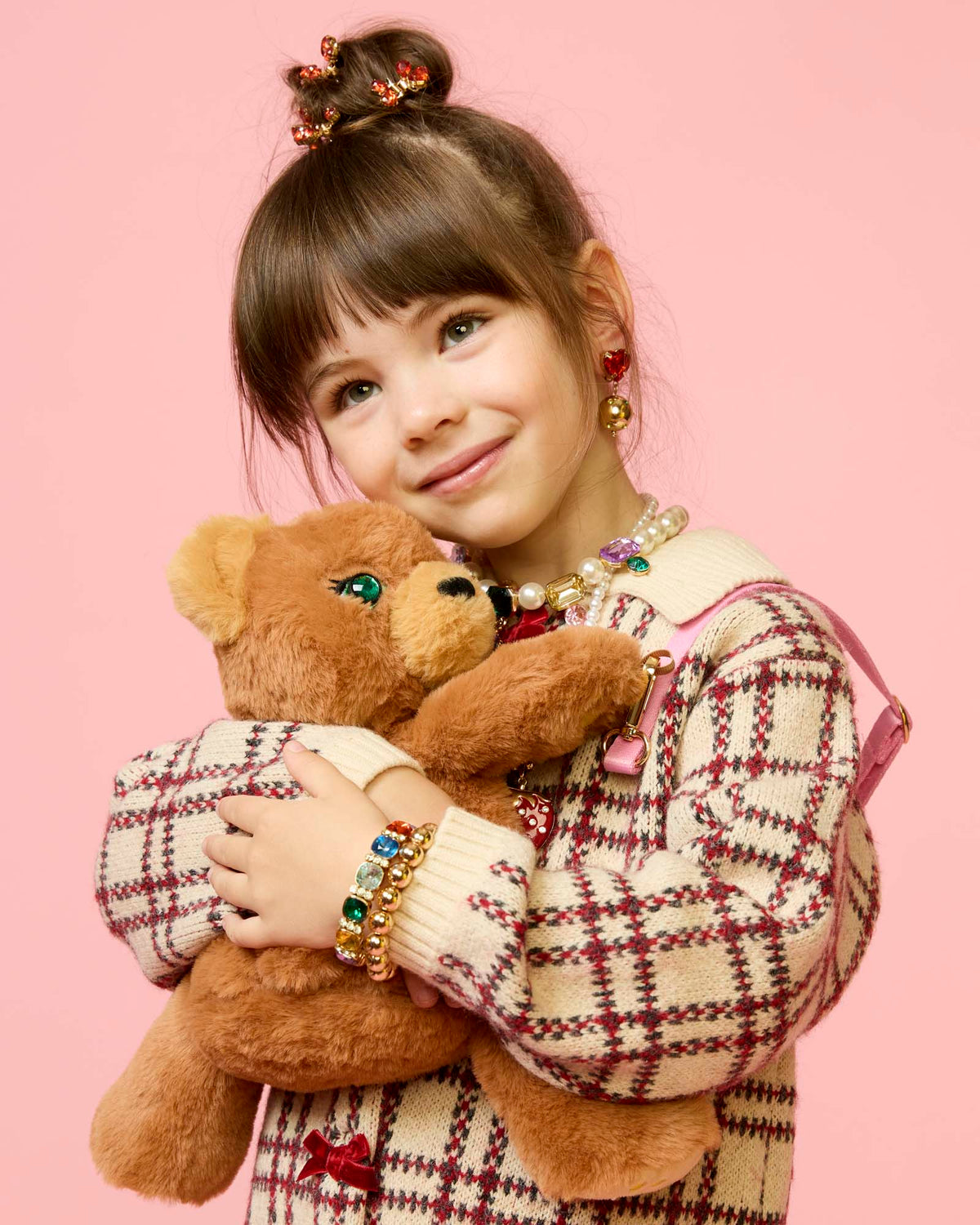 Esme Plush Bear Bag worn as crossbody