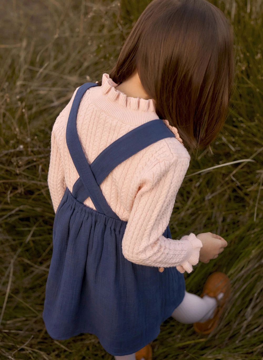 Louise Misha Agata Embroidered Apron Dress in Navy, image 6 of 6