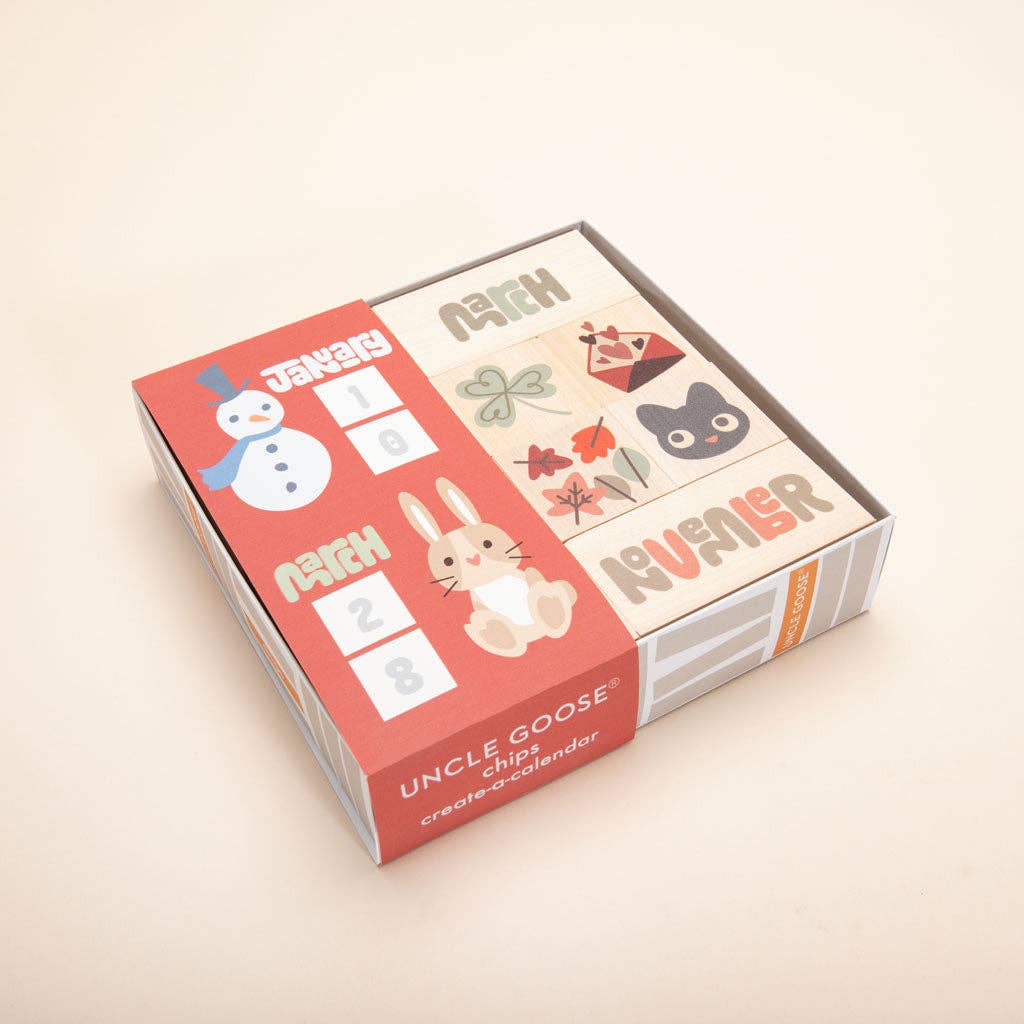 Full 53-piece Uncle Goose Chips calendar set displayed together