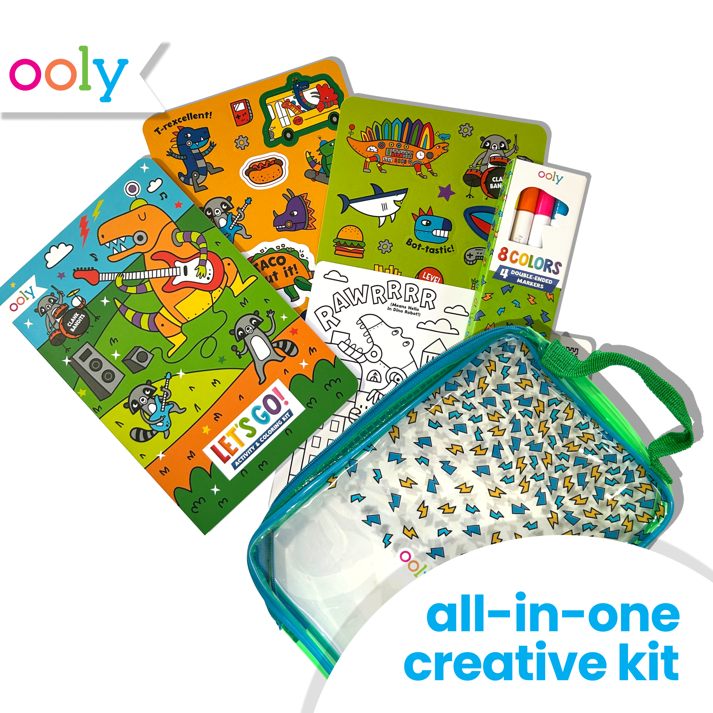 Let's Go! Activity & Coloring Kit - Robo Dinos