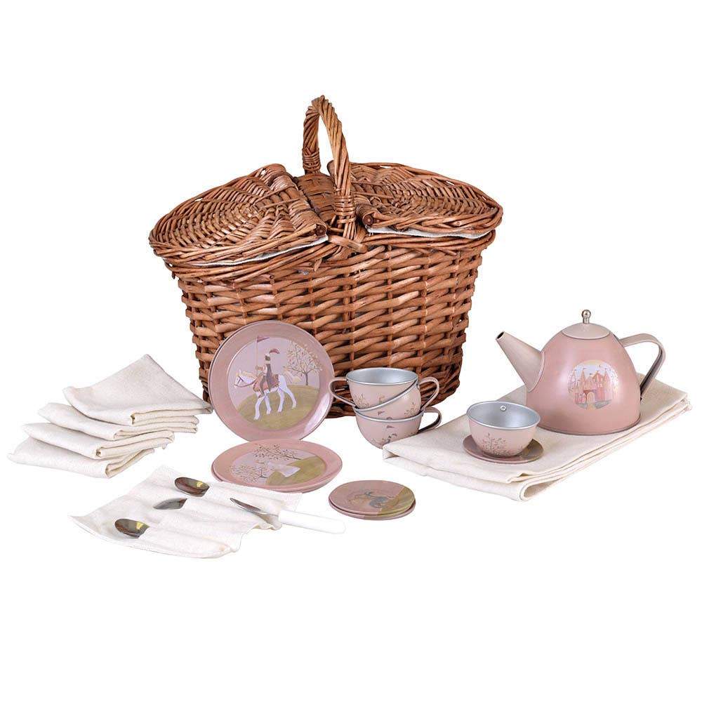 Princess Tin Tea Set In a Basket – Egmont tin tea party set in wicker basket