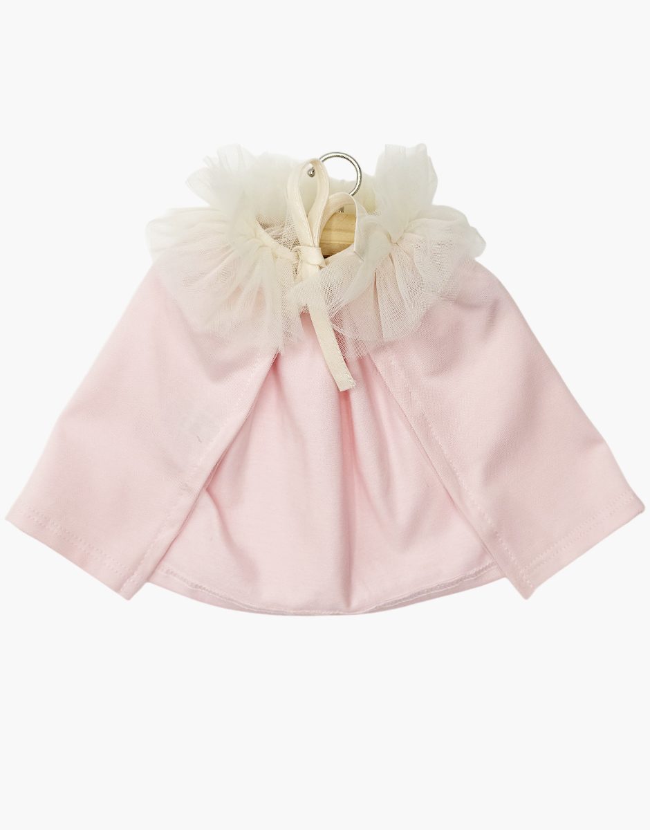 Minikane Oxana dancer cape in pale pink jersey and ecru tulle for Gordis dolls