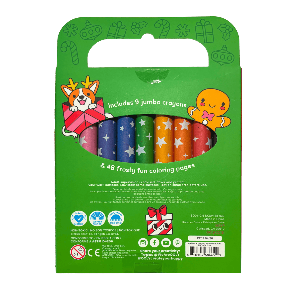 OOLY Carry-Along Coloring Book Set in Frosty Fun, travel coloring set with jumbo crayons – image 7 of 7