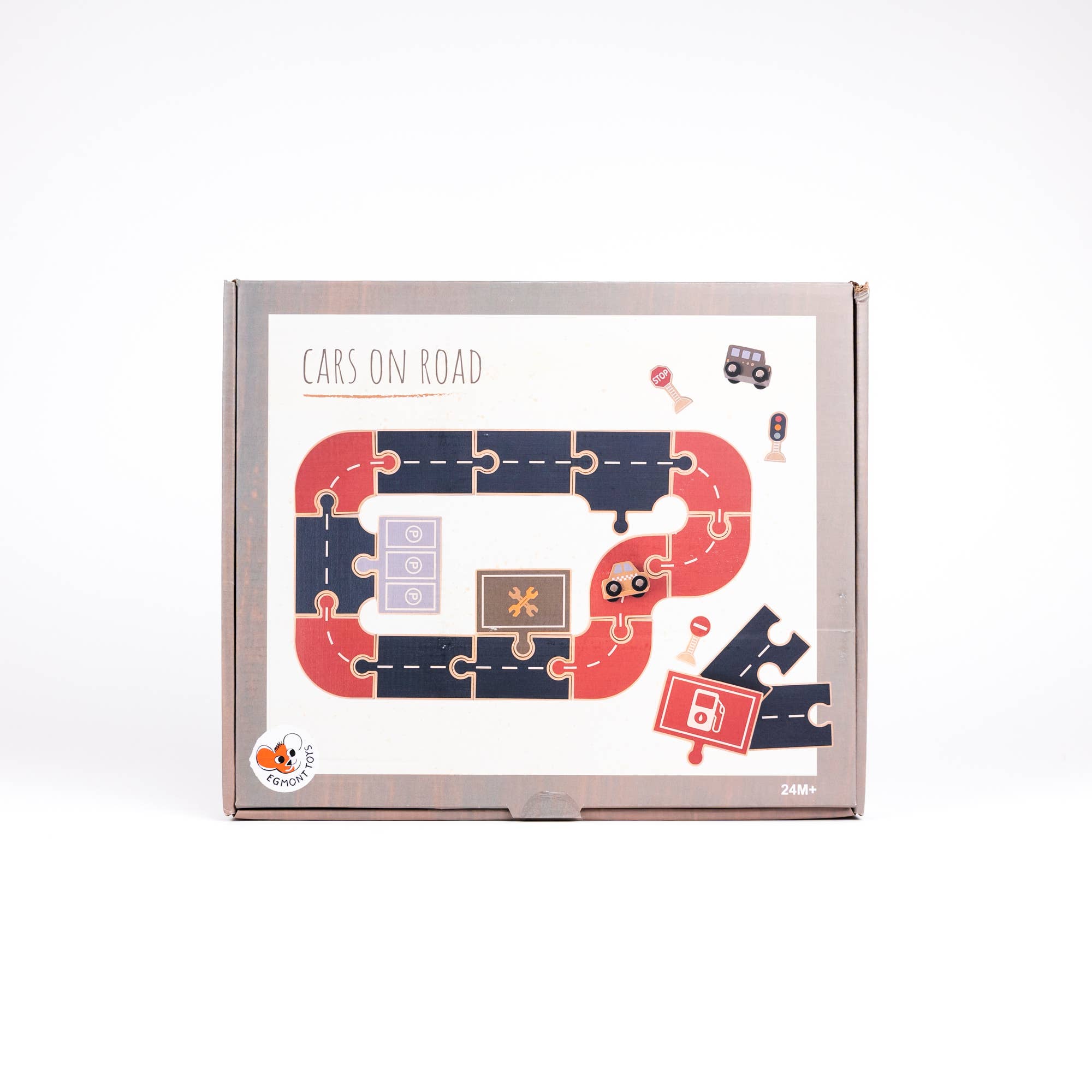 Cars On Road – Egmont wooden interlocking road building set