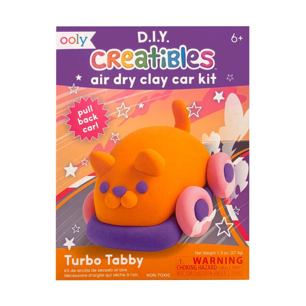 OOLY Creatibles Mini Air Dry Clay Car Kit in Turbo Tabby, cat-themed air dry clay pull-back car kit – image 6 of 7