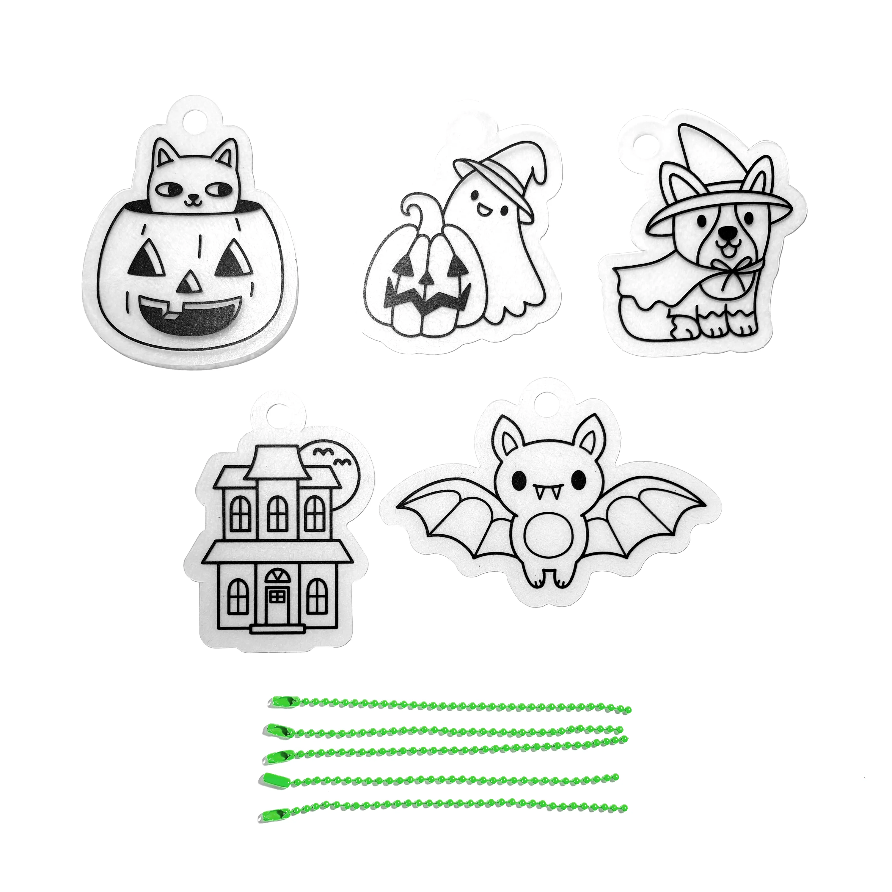 Ooly Mini Shrink-Its Shrink Art Kit Boo Crew, pre-drawn designs before shrinking