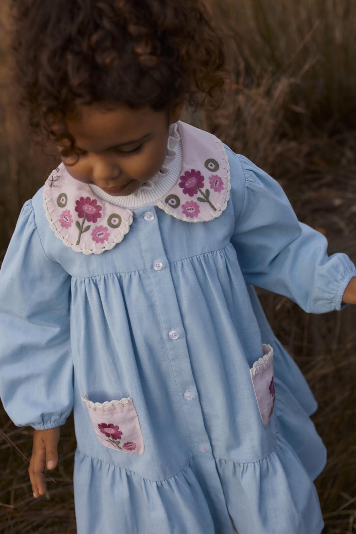 Louise Misha Ysee Embroidered Dress in Baby Blue, image 5 of 6
