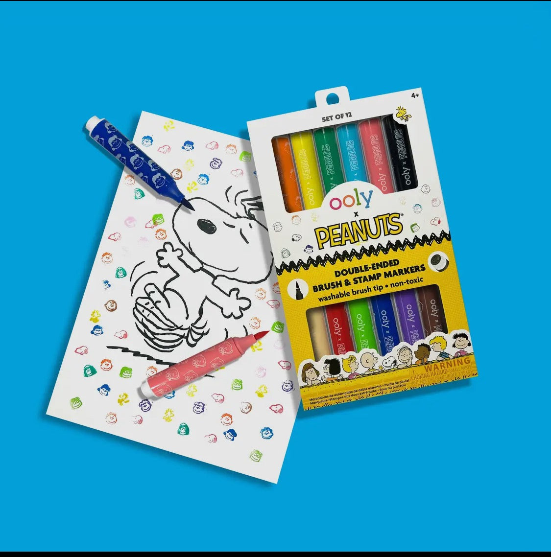 OOLY X Peanuts: Double-Ended Brush & Stamp Markers - Set of 6