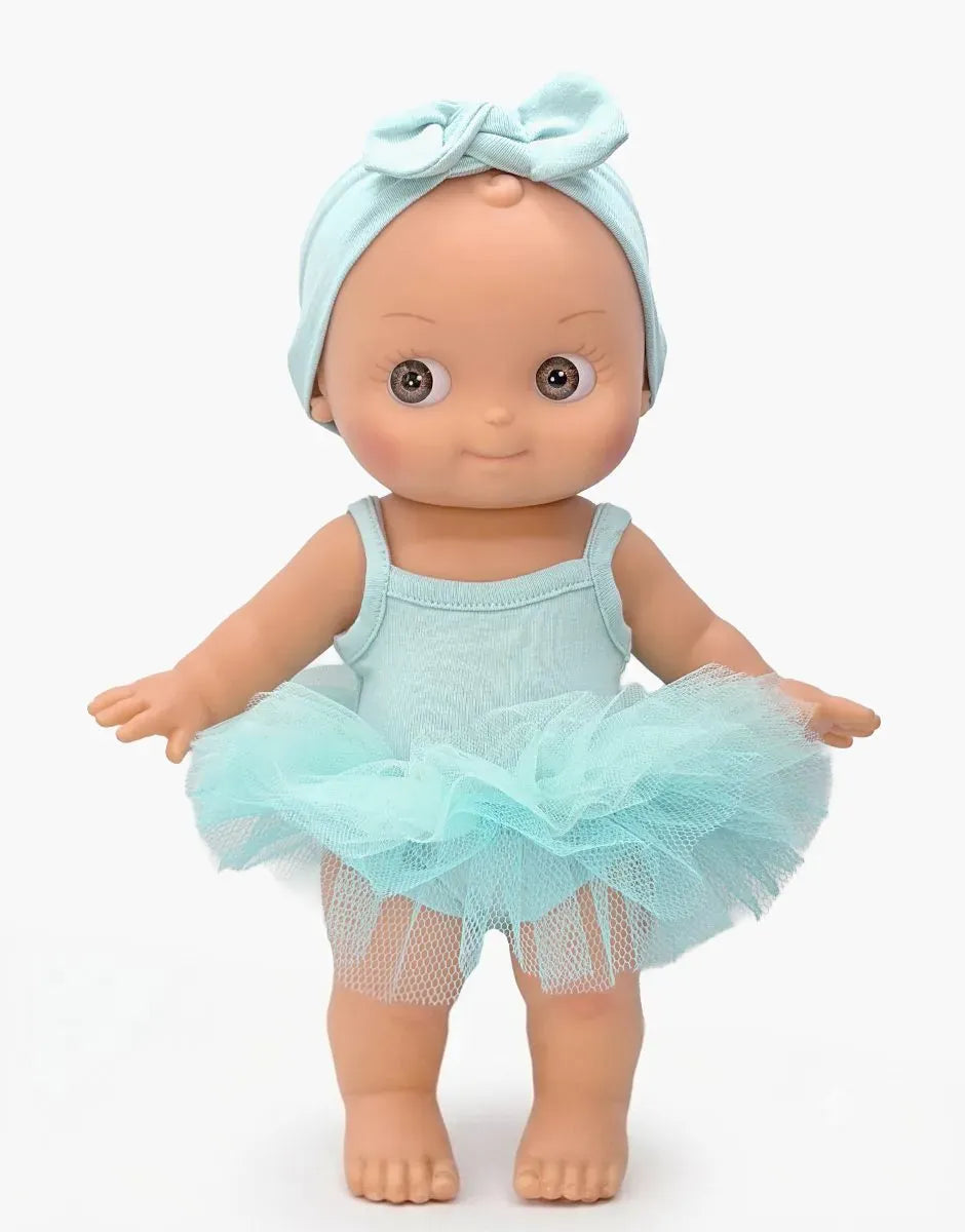 Ninon Mini Pancha doll in mint blue dancer set by Minikane
