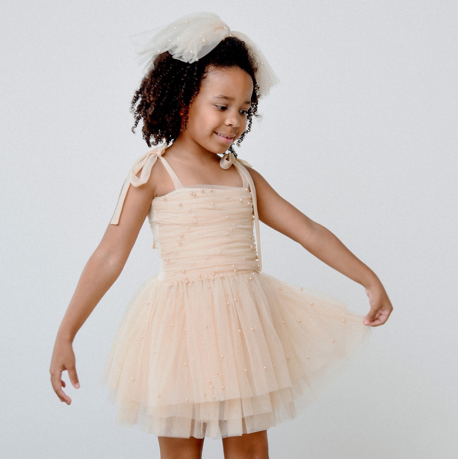DOLLY by Le Petit Tom Pearl Tulle Ballerina Dress - Cream for Girls – Dolly by Le Petit Tom (image 6)