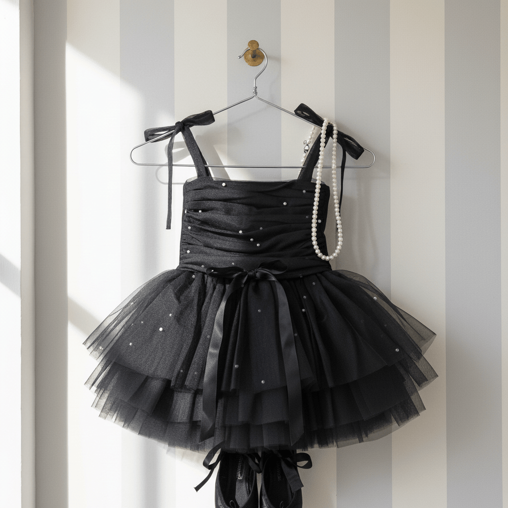 DOLLY by Le Petit Tom Pearl Tulle Ballerina Dress - Black for Girls – Dolly by Le Petit Tom (image 2)