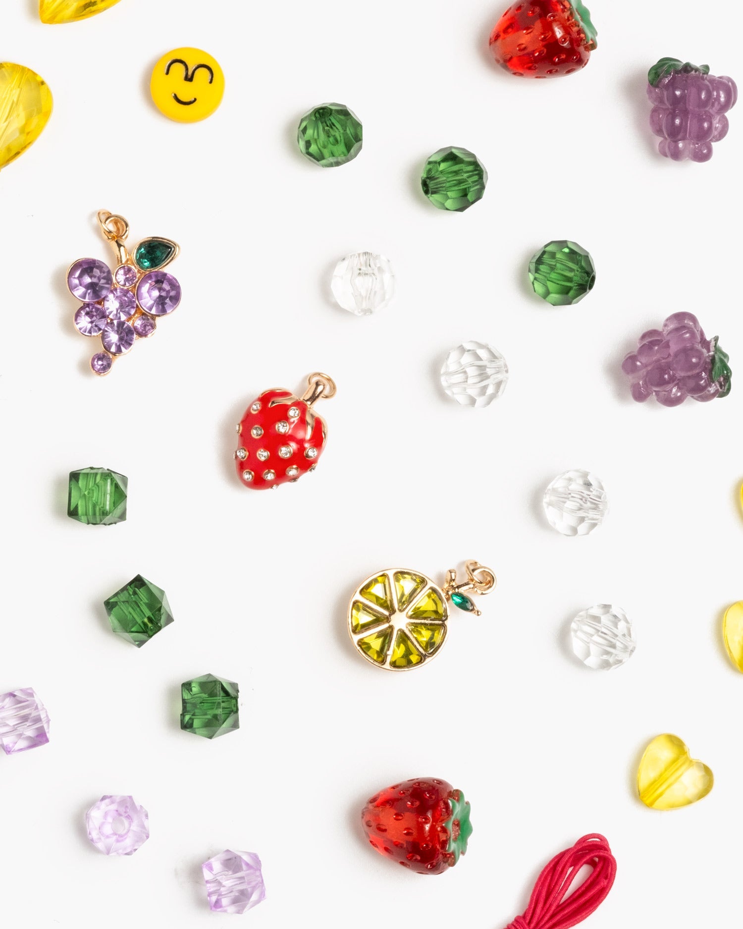 Close-up of colorful fruit-inspired beads from Super Smalls Make It Fruity Mini Bead Kit