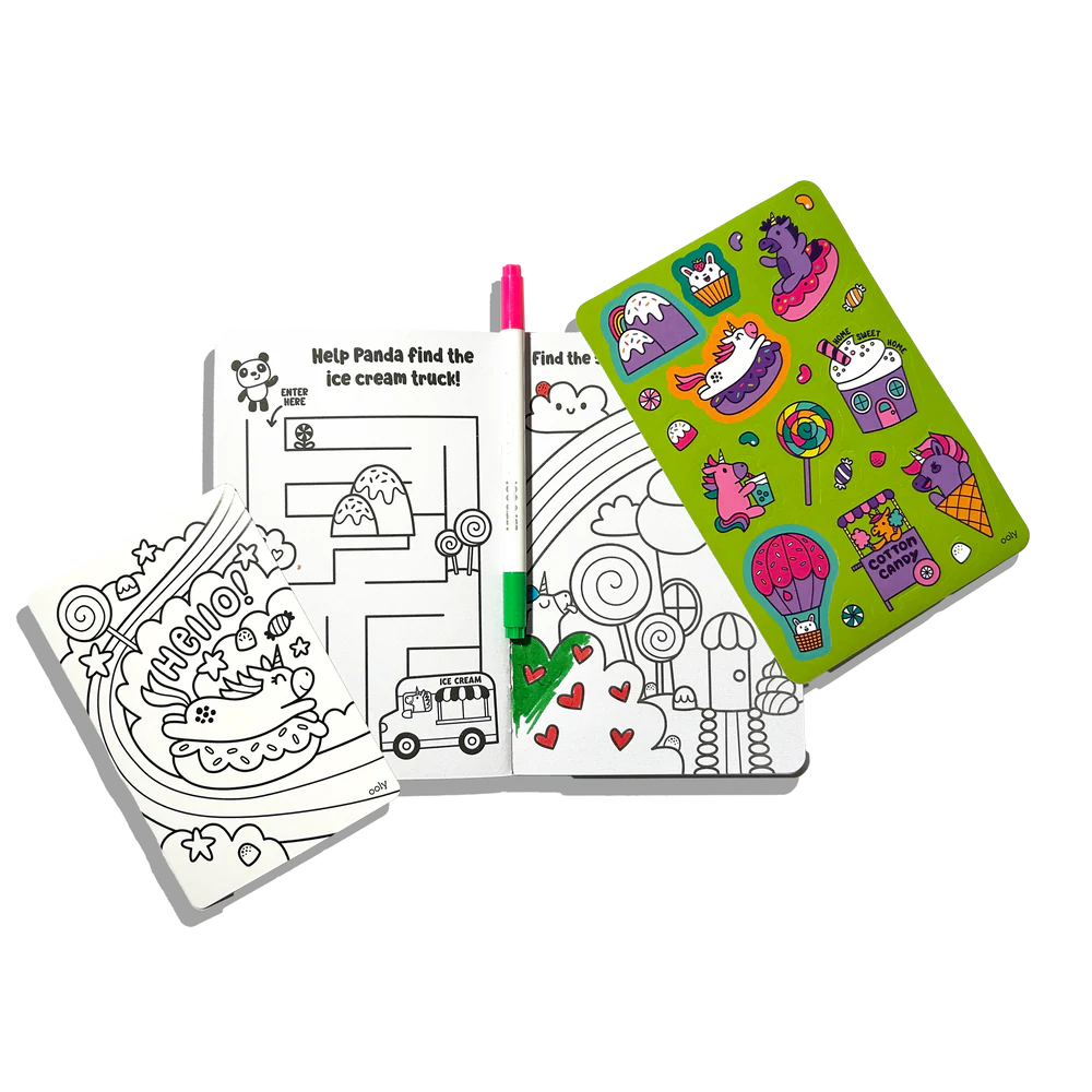 Let's Go! Activity & Coloring Kit - Unicorn Candy Town
