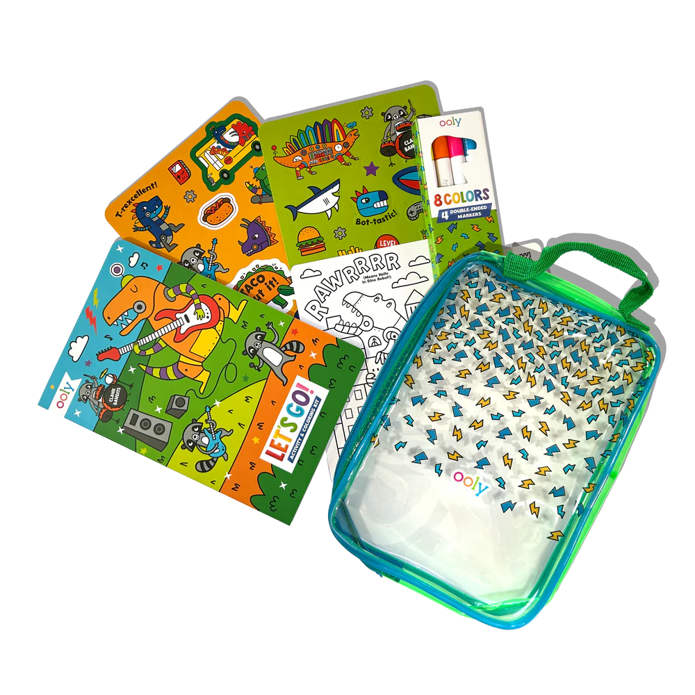 Let's Go! Activity & Coloring Kit - Robo Dinos