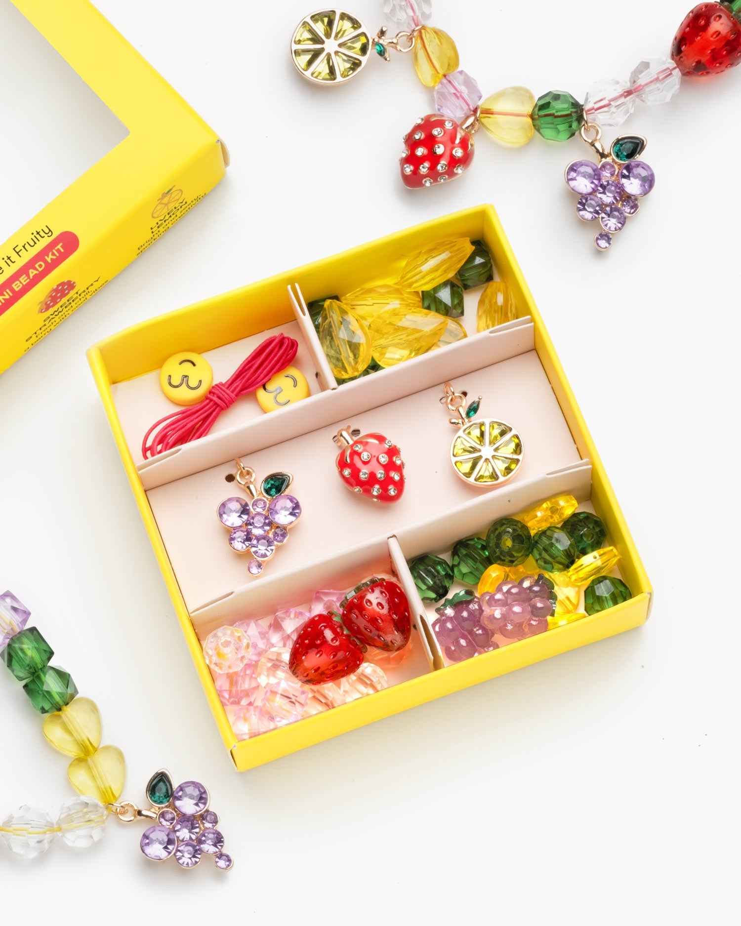 Super Smalls Make It Fruity Mini Bead Kit with colorful beads and jewelry-making accessories