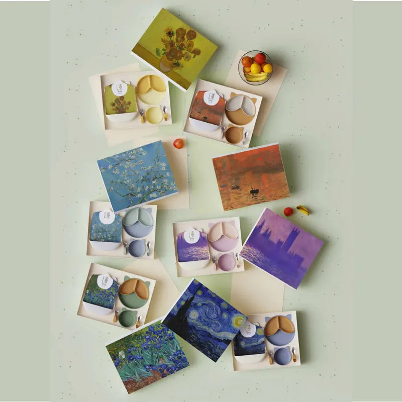 Qlittle Baby Tableware Gift Box Van Gogh Blooming Apricot Trees