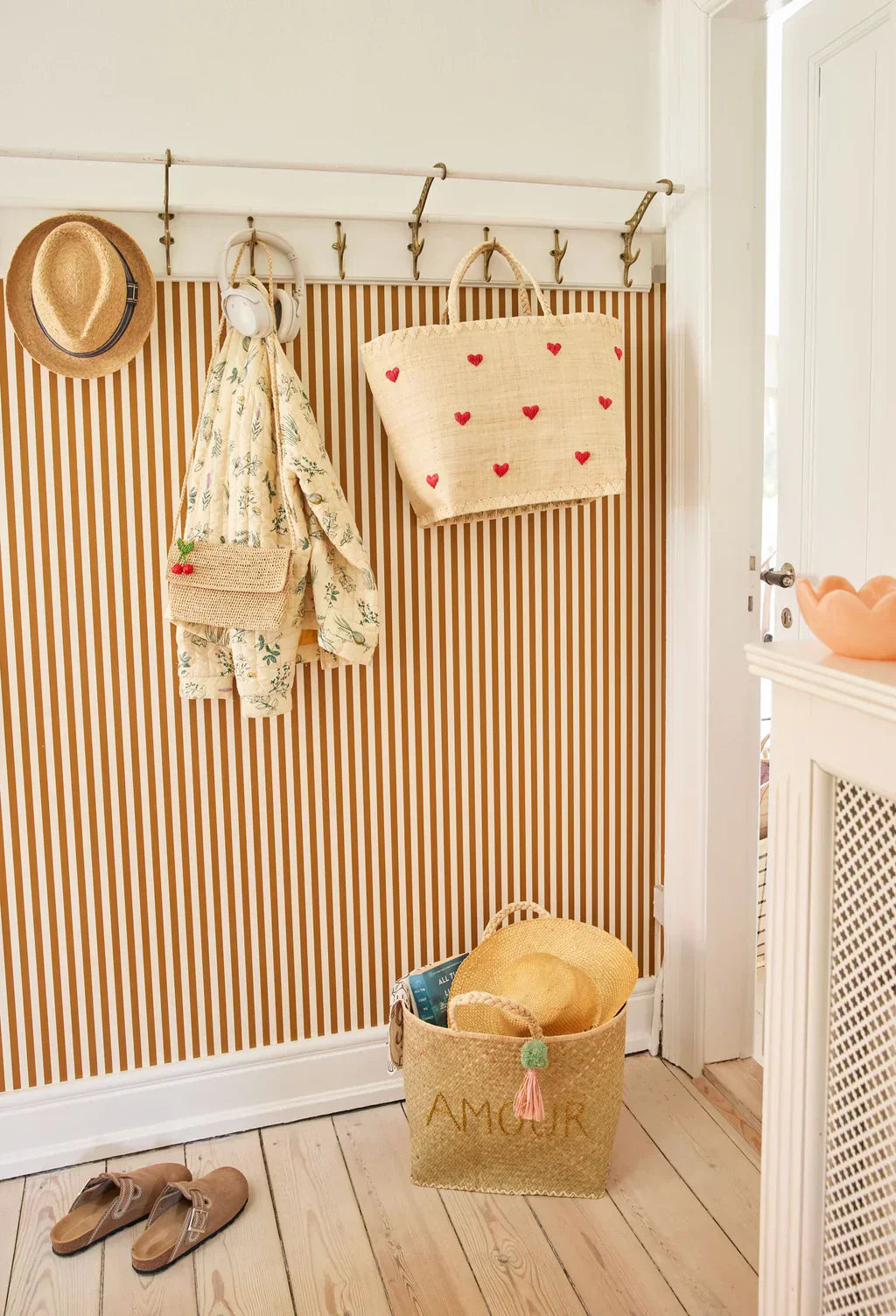 colorful rice by rice storage baskets and home accessories in a cozy family space
