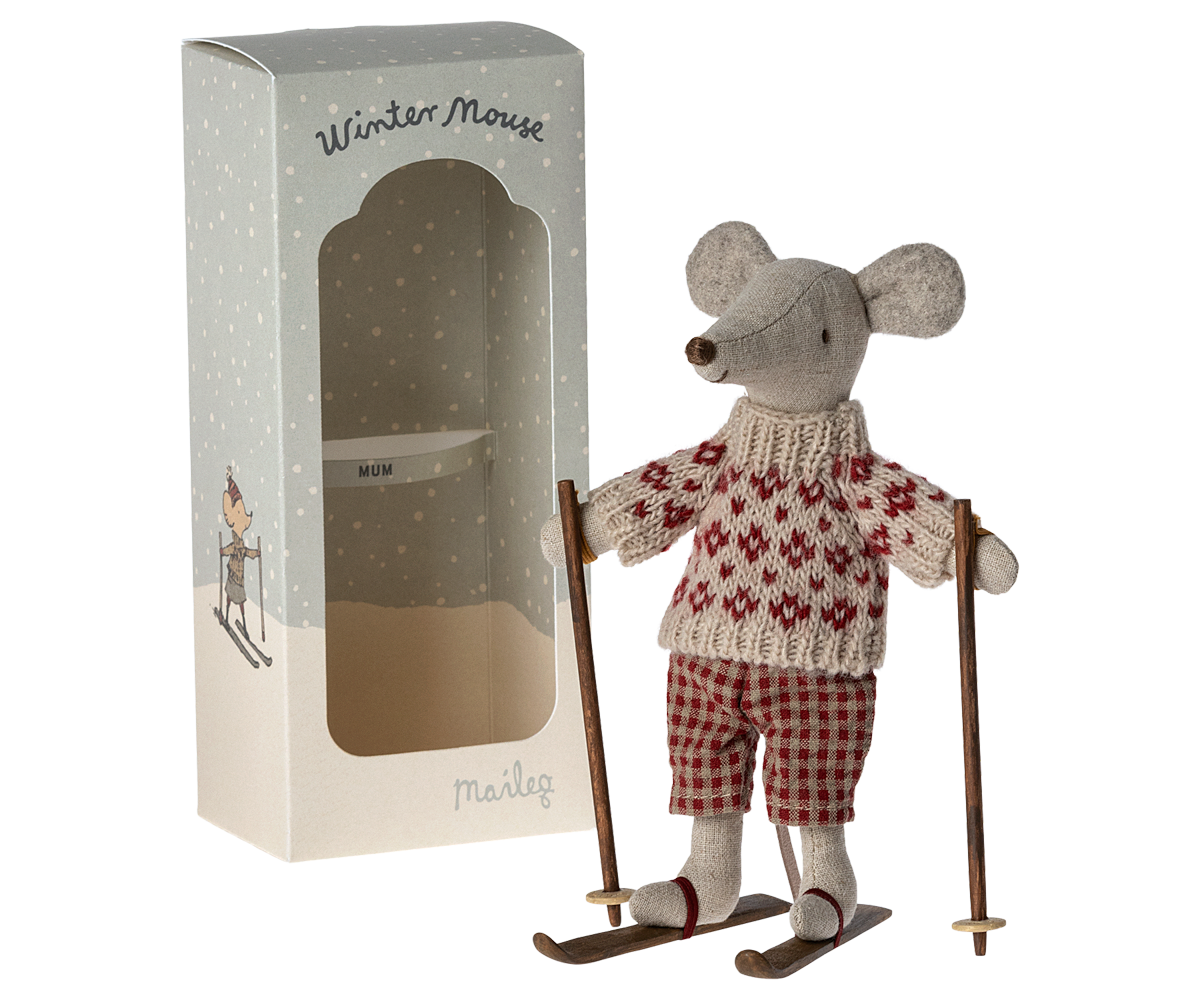 Winter Mouse with Ski Set, Mum front