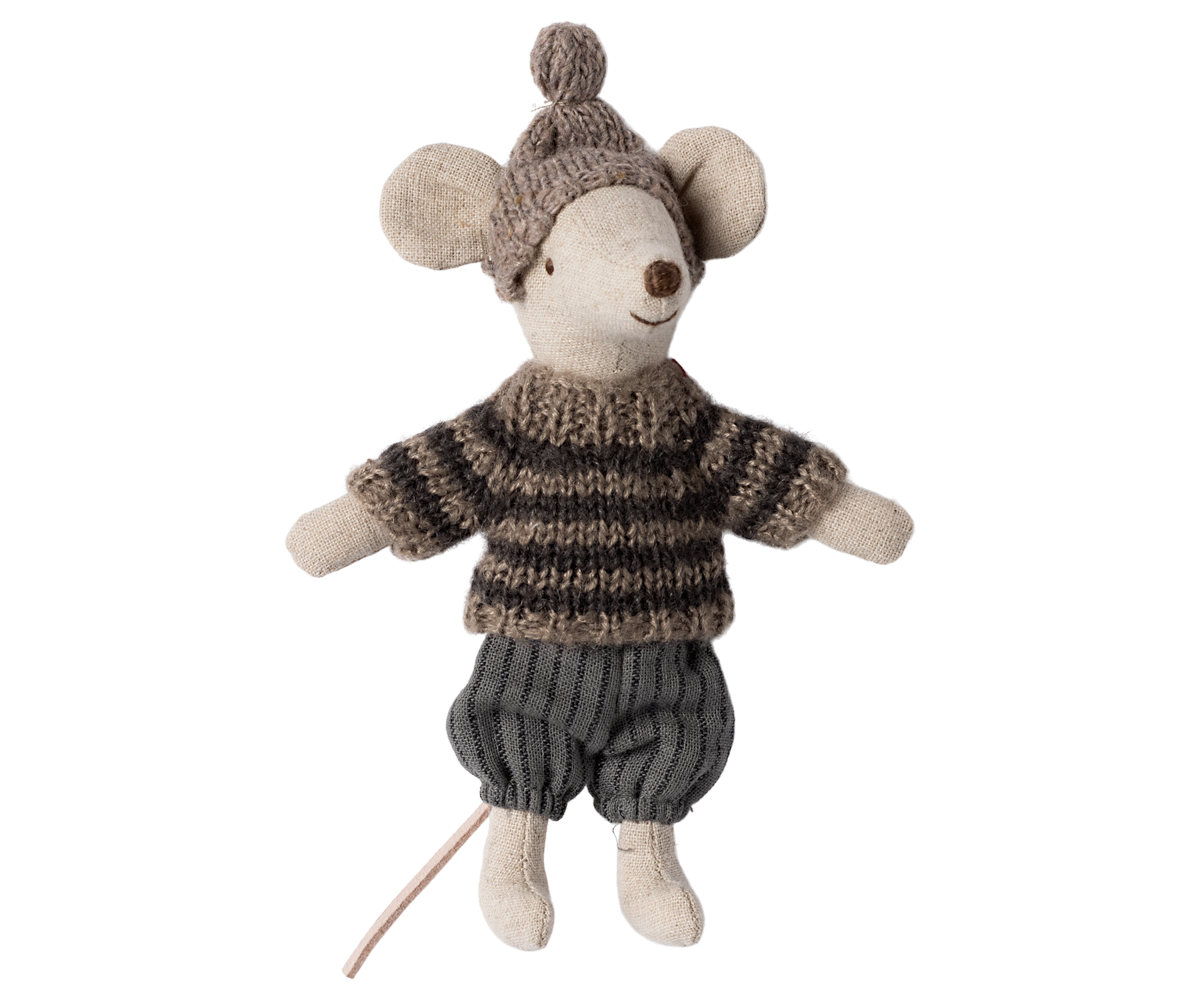 Winter Mouse with Ski Set, Big Brother - Grey front
