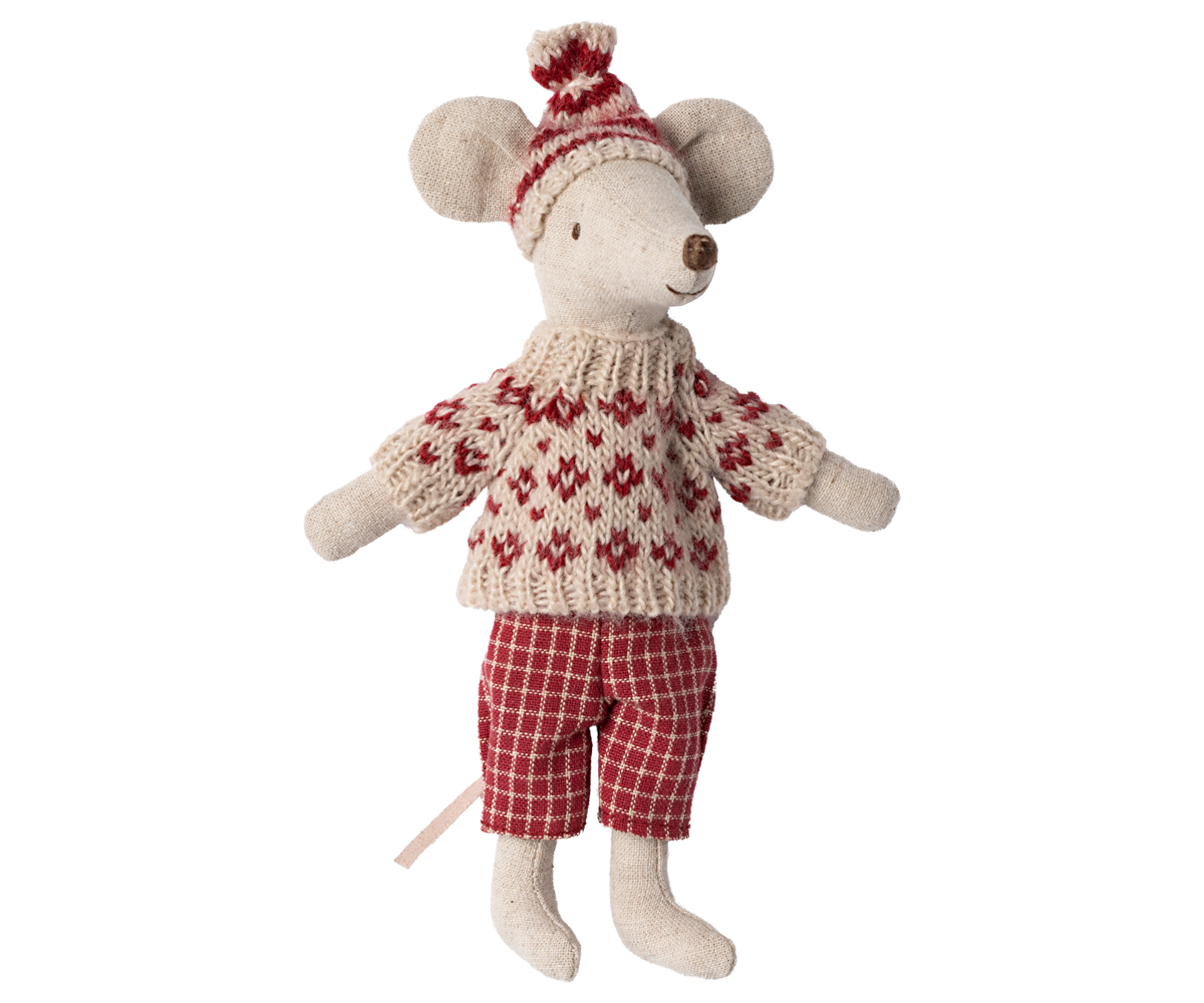 Winter Mouse with Ski Set, Mum - Red front