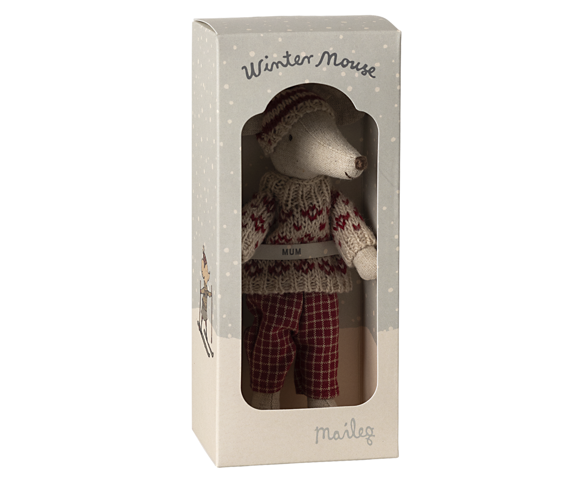 Winter Mouse with Ski Set, Mum - Red box