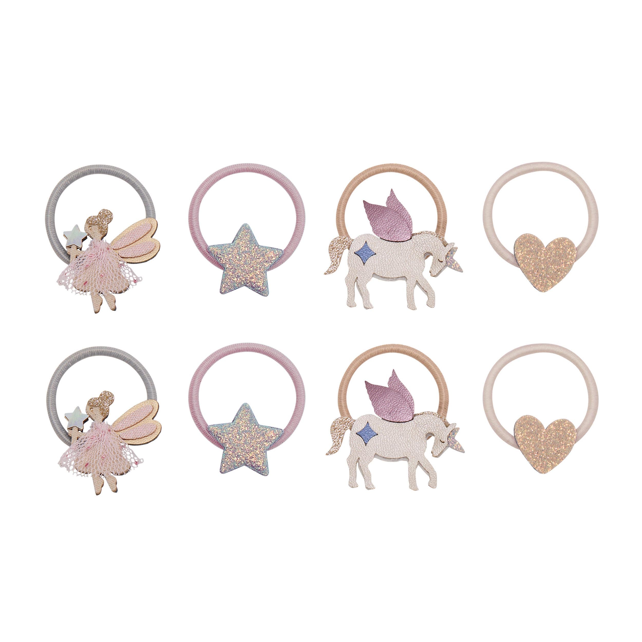 Dreamy Fairy Mini Hair Ties - set of 8 fairy, star, unicorn and heart hair ties