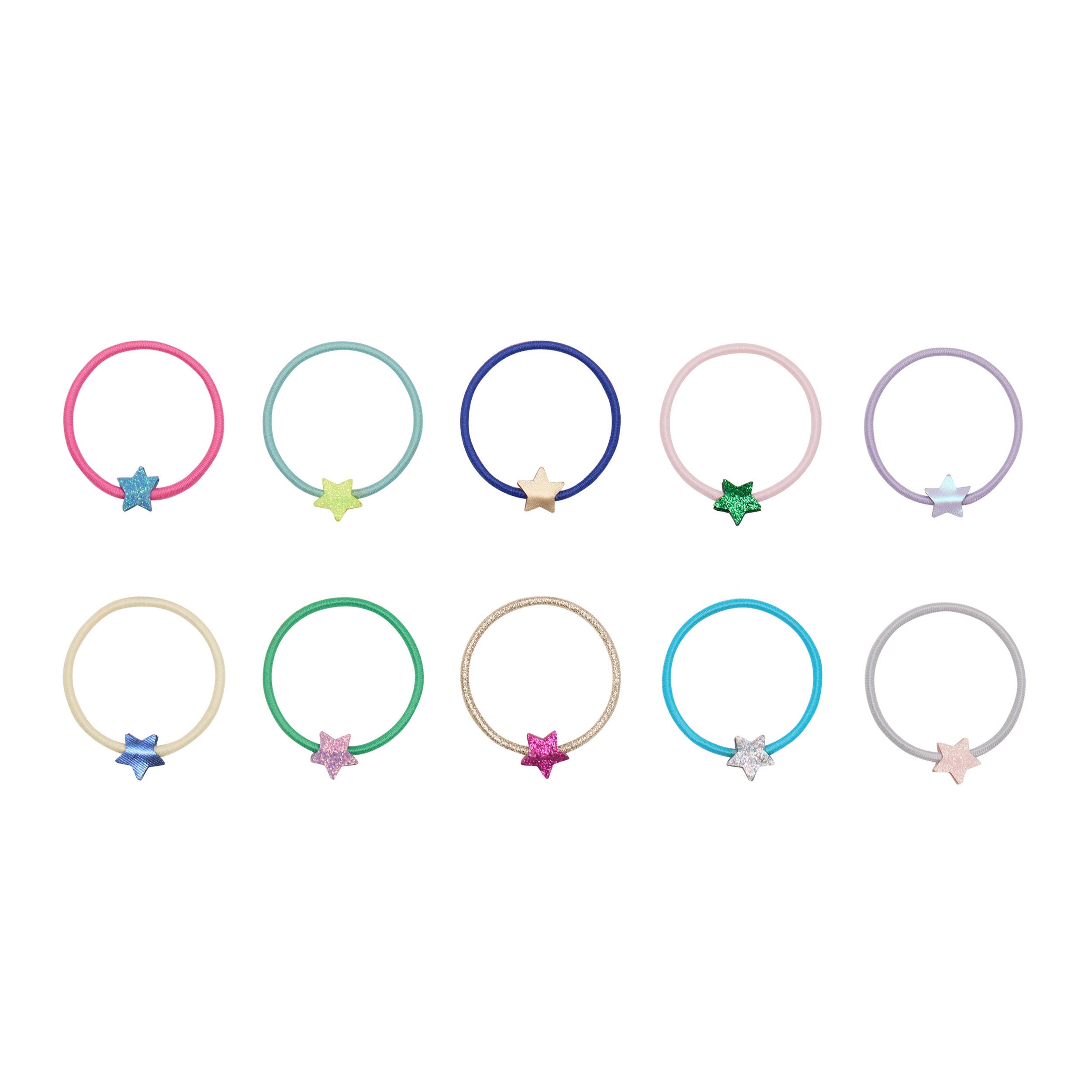Teeny Weeny Star Hair Ties - set of 10 colourful star hair ties