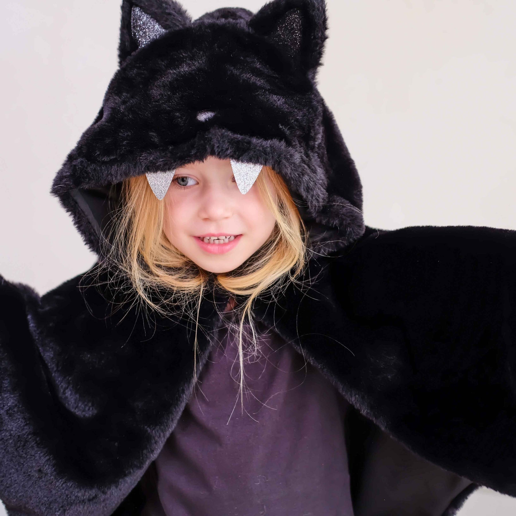 Furry Bat Cape worn