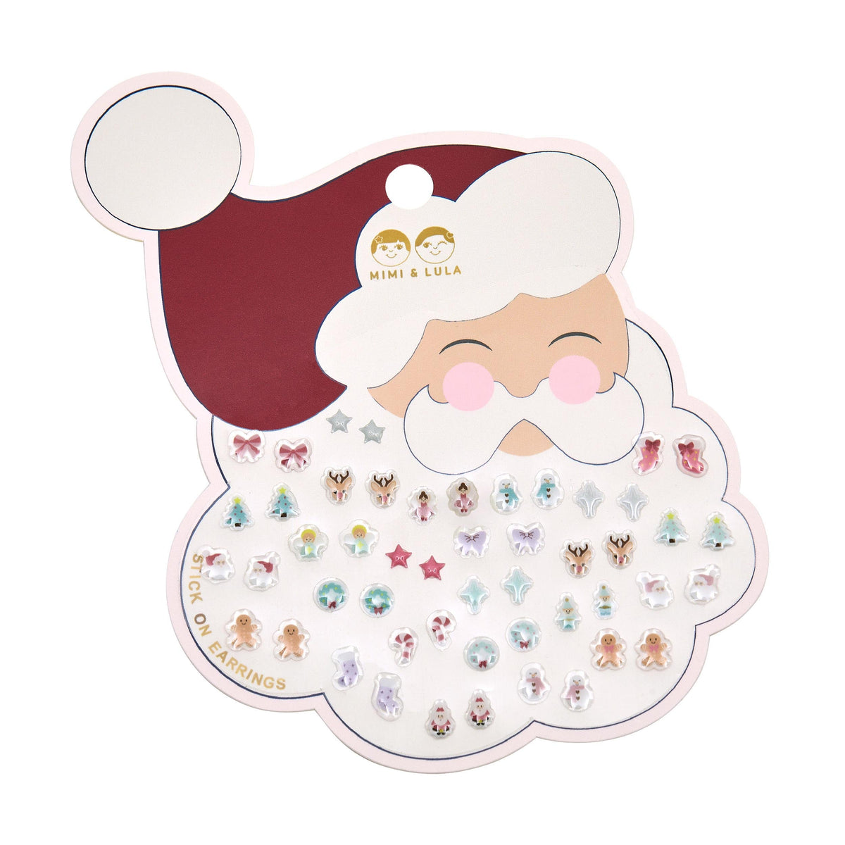 Christmas Santa stick on earrings on backing card