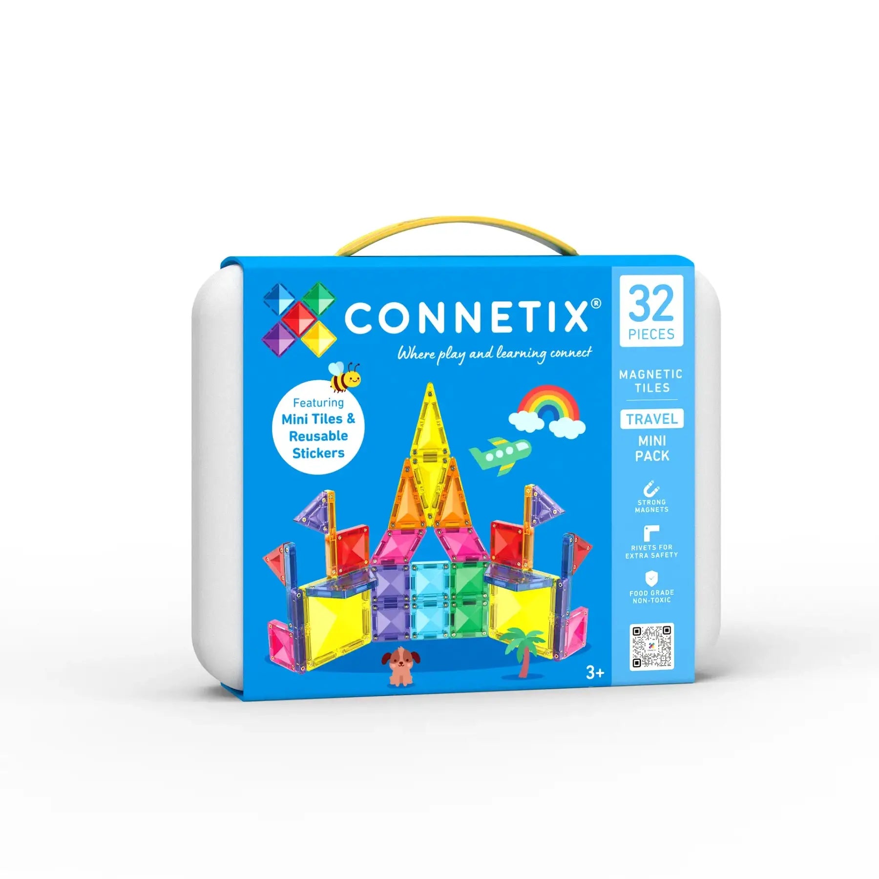 CONNETIX Magnetic Tiles Travel Mini Pack, 32 Pieces