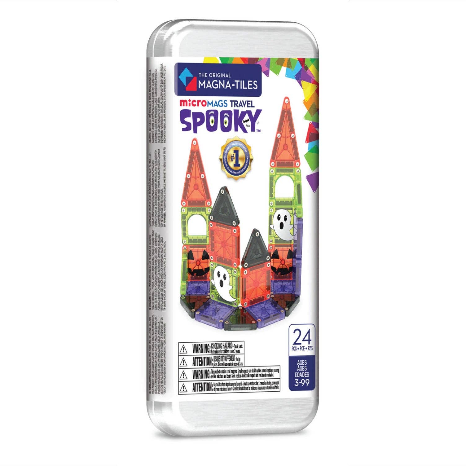 MicroMAGS Spooky 24 Piece Travel Set – Magna-Tiles, front packaging