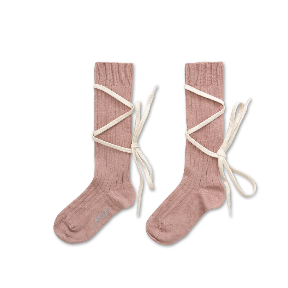 Collégien Anastasie Lace-up Ribbed Knee-High Socks – Vieux Rose