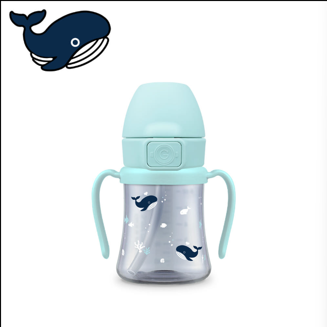 Grosmimi PPSU Straw Cup 200ml Baby Whale navy ocean print