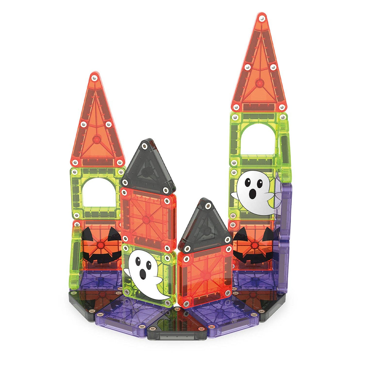 MicroMAGS Spooky 24 Piece Travel Set – Magna-Tiles, ghost and pumpkin pieces detail