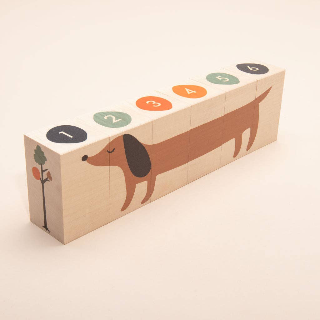 Uncle Goose Environments Neighborhood Blocks wooden set showing houses and weather scenes