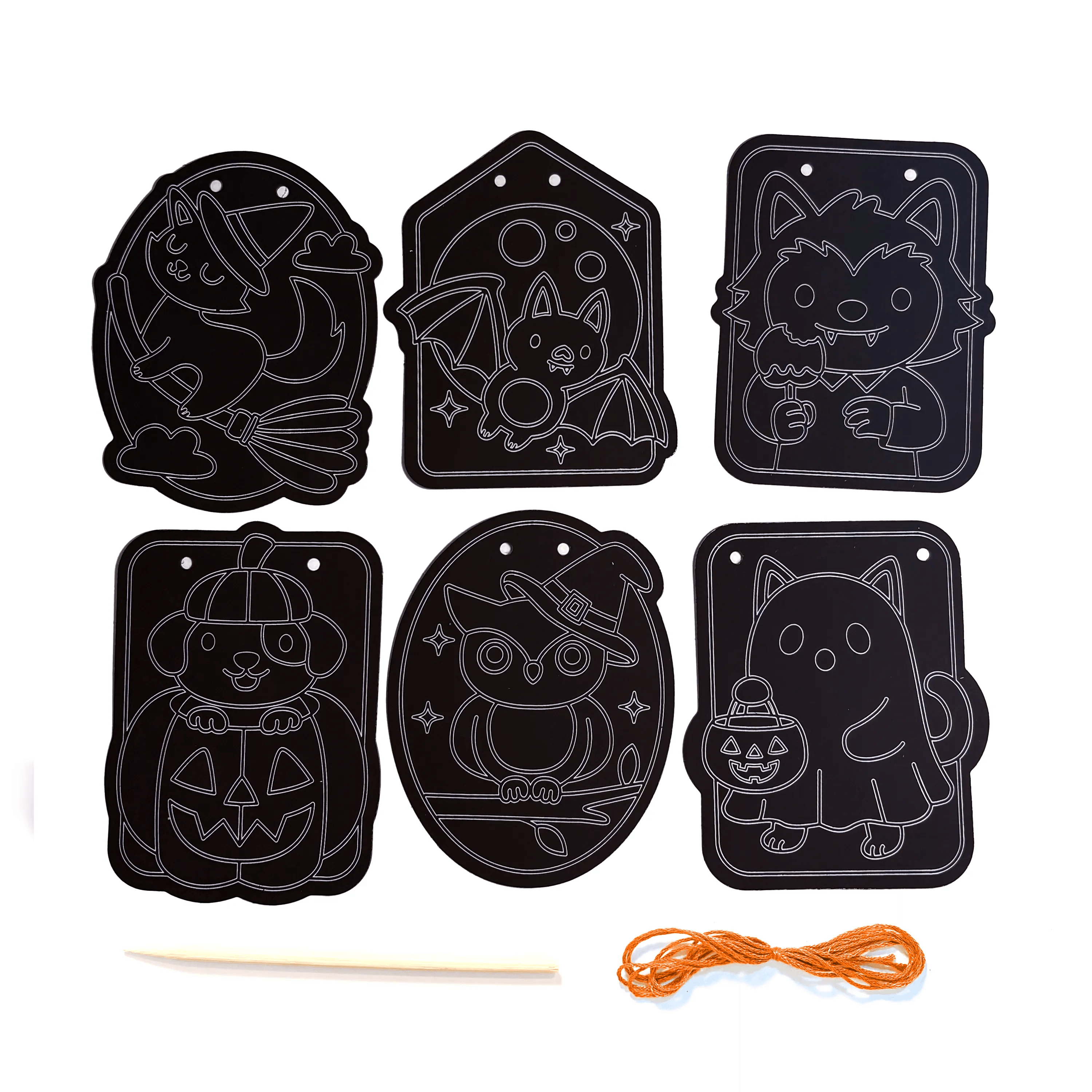 Ooly Mini Scratch & Scribble Window Banner Kit Boo Buddies, scratching a scene card