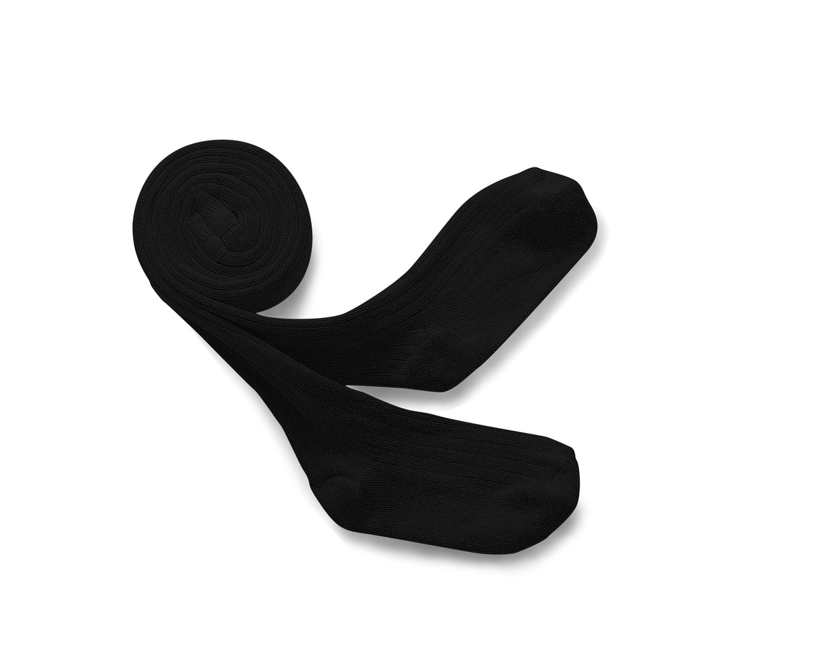 Collégien Louise Ribbed Tights – Noir de Charbon
