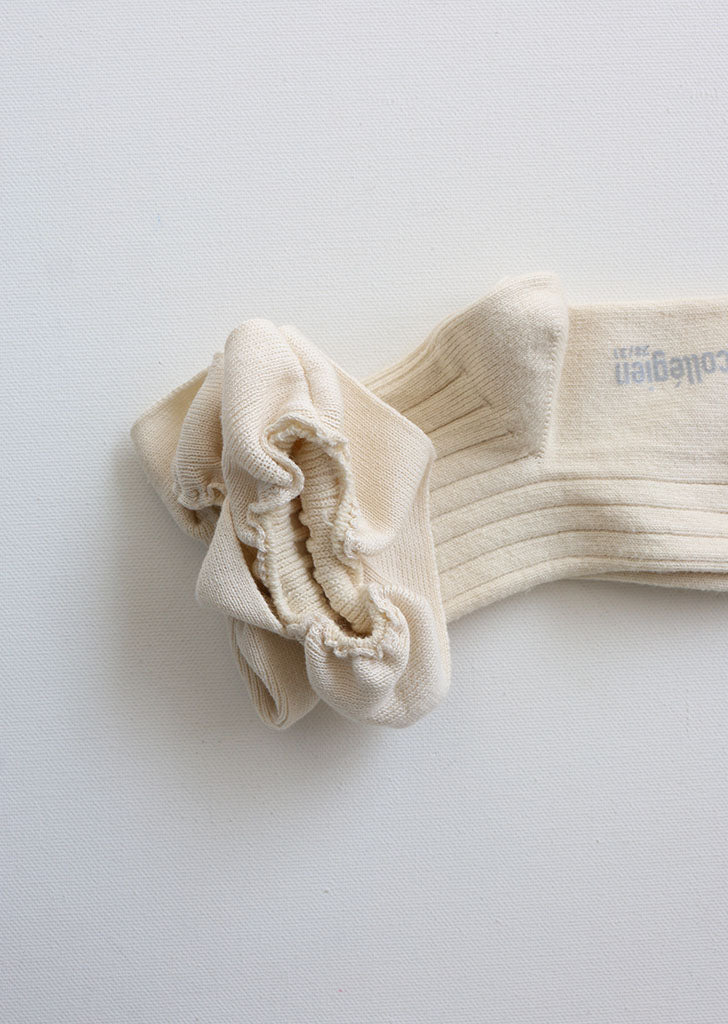 Collégien Ludivine Ribbed Ankle Socks with Jersey Ruffle – Doux Agneaux